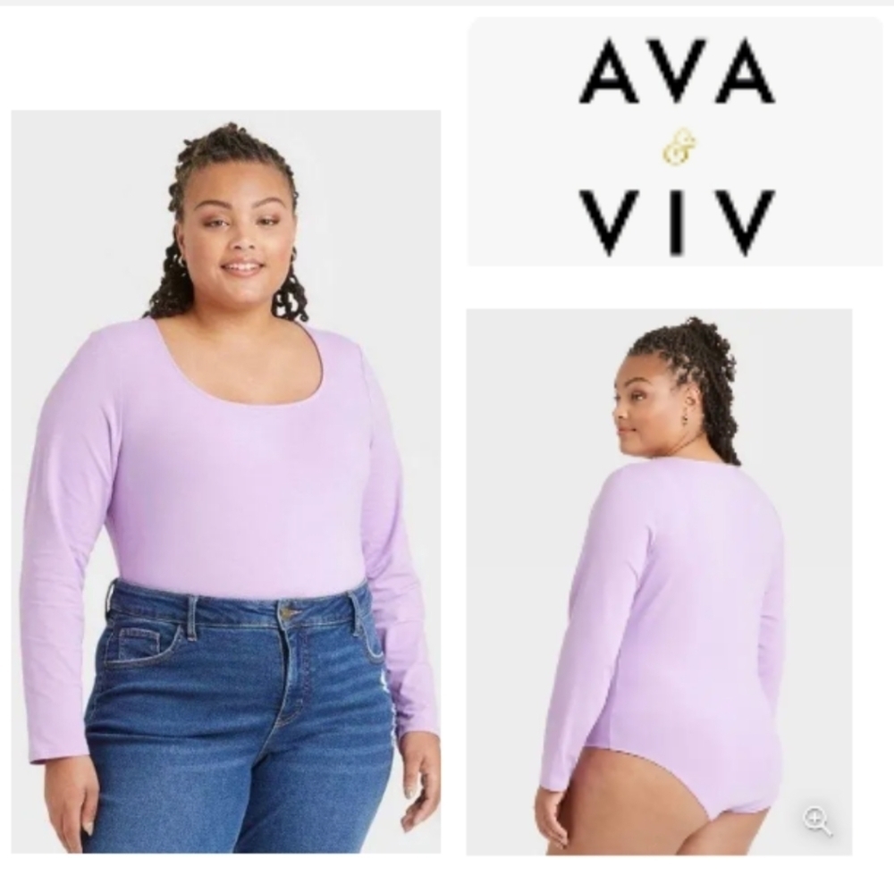 Ava & Viv Purple Long Sleeve Bodysuit. Size 3X